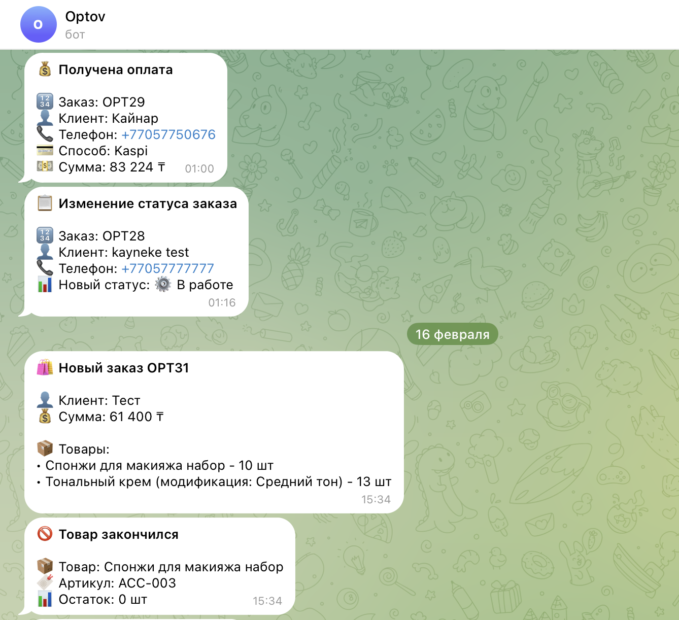 Уведомления в Telegram